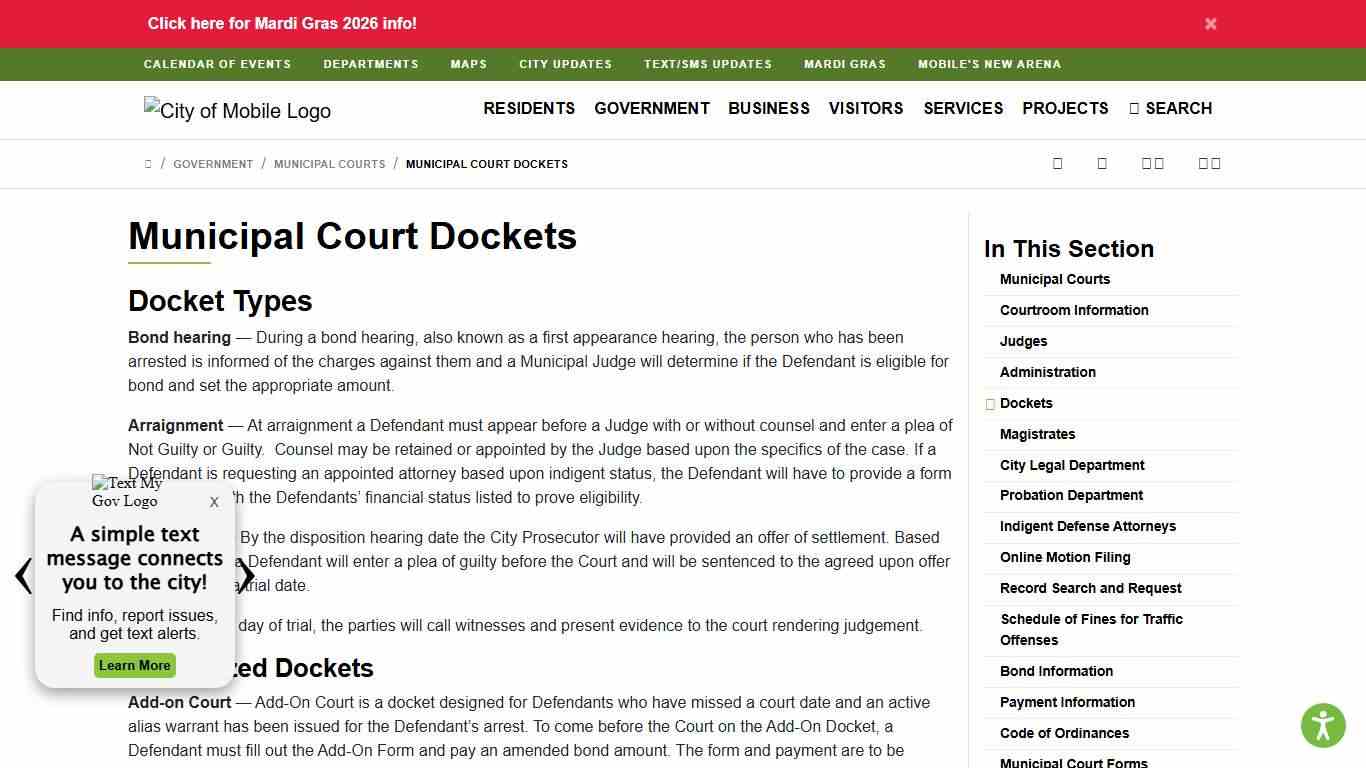 Municipal Court Docket : City of Mobile